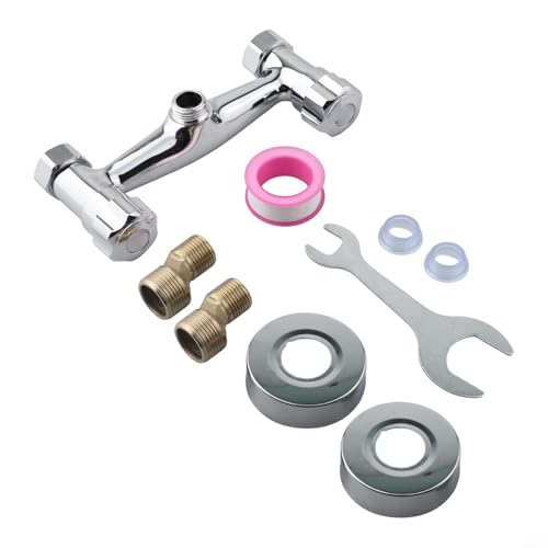 TONIXY Bad Dusche Mischbatterie Chrom Badezimmer Dusche Wasserhahn Doppelgriff Waschtischarmatur Wandmontage Heißes Kaltwasser Steuerventil von TONIXY