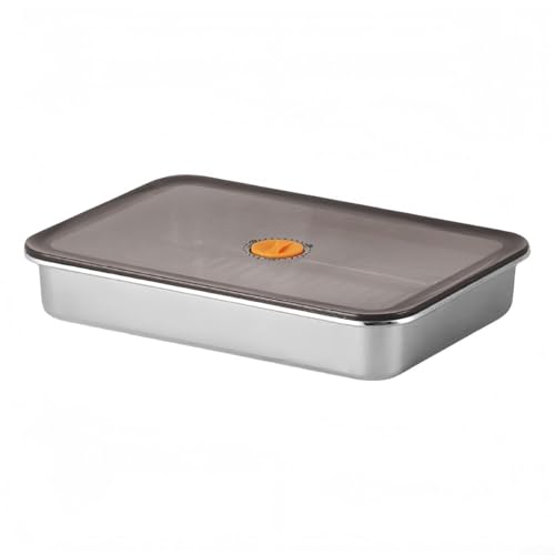 TONIXY Edelstahl-Frischhaltedose mit Deckel, große Kapazität, Kühlschrank-Organizer, Fleisch-Aufbewahrungsbox mit erhöhtem Boden (30 x 21 x 5 cm) von TONIXY