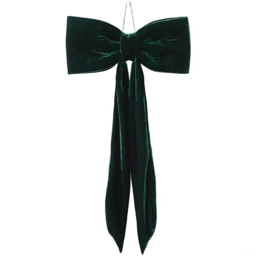 TONIXY Elegante lange Samtschleife für den Weihnachtsbaum zum Aufhängen für Ferienwohnung und Fensterdekoration in Rot (30 cm grün) von TONIXY
