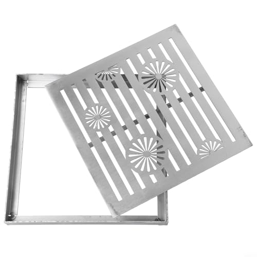 TONIXY Entwässerungsrinne Edelstahl Ablaufgitter Abdeckungen für Abflüsse Outdoor Drainage Abdeckung Kanalrost Regenwasser für Garten Terrasse (200 x 200 x 20 x 2 mm) von TONIXY