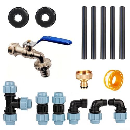 TONIXY Erhöhtes IBC-Tankanschluss-Set für den Außenbereich, Wasserhahn aus Zinklegierung, Schnellanschluss für Gartenbewässerung, kompatibel mit IBC-Behältern und Fässern, Schwarz, 25 cm TONIXY Erhöhtes IBC-Tankanschluss-Set für den Außenbereich, Wasserhahn aus Zinklegierung, Schnellanschluss für Gartenbewässerung, kompatibel mit IBC-Behältern und Fässern, Schwarz, 25 cm von TONIXY