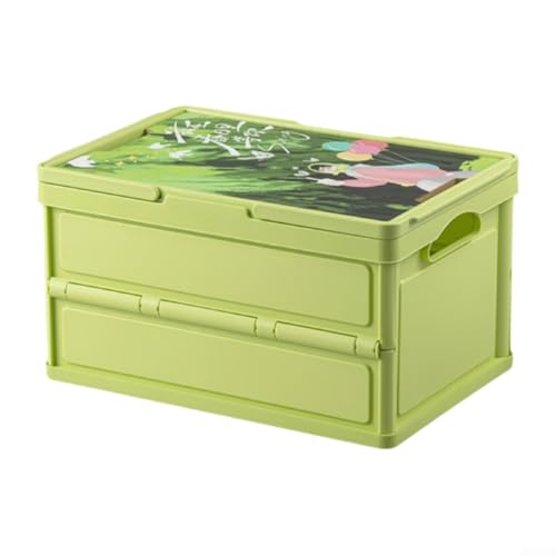 TONIXY Faltbarer 18-Liter-Aufbewahrungsbehälter mit stabilem Holzdeckel und Griffen, platzsparende Faltbox für Kleidung, Lebensmittel, Ausrüstung, für Zuhause und den Außenbereich (grün) von TONIXY