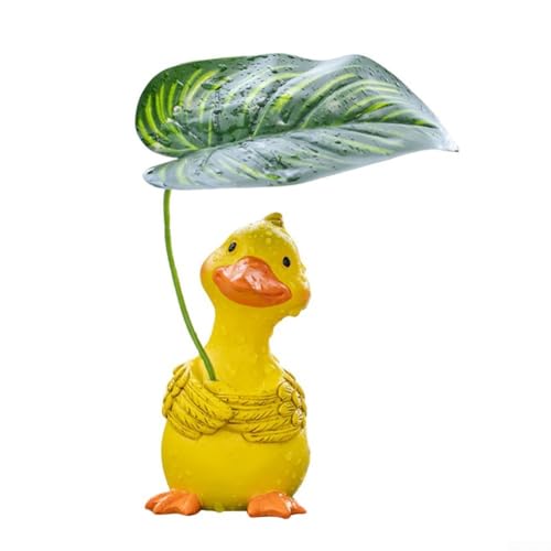 TONIXY Gartenstatue aus Kunstharz, Dekoration für den Außenbereich, mit zwei niedlichen Figuren, die Blattschirme halten, wetterbeständig, für Terrasse, Veranda oder Innenbereich, Weiß und Gelb, 13,5 TONIXY Gartenstatue aus Kunstharz, Dekoration für den Außenbereich, mit zwei niedlichen Figuren, die Blattschirme halten, wetterbeständig, für Terrasse, Veranda oder Innenbereich, Weiß und Gelb, 13,5 von TONIXY