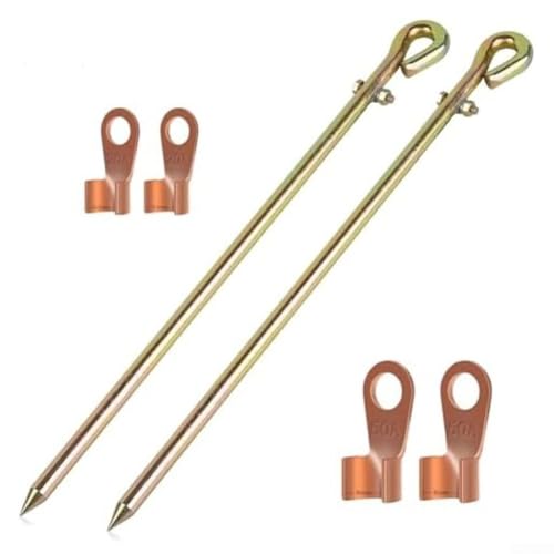 TONIXY Generator-Erdungsstab-Set, 45 cm, kupferummantelter Stahl, flexibler PVC-isolierter Kupferdraht und Ösen, für Solarzaun, Antenne, Generator-Bindung (2 Stück) von TONIXY