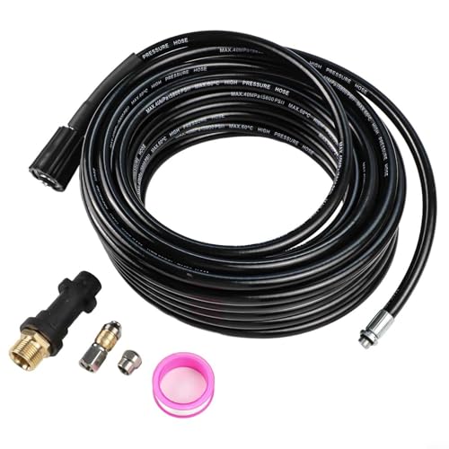 TONIXY Hochdruckreiniger-Rohrreinigungsschlauch-Set, 15 m/20 m, für Kärcher K2-K7, 180 bar Hochdruck, Doppeldüsen-Set, Polyethylen, mit Adapter und Anschlüssen (15 m) von TONIXY