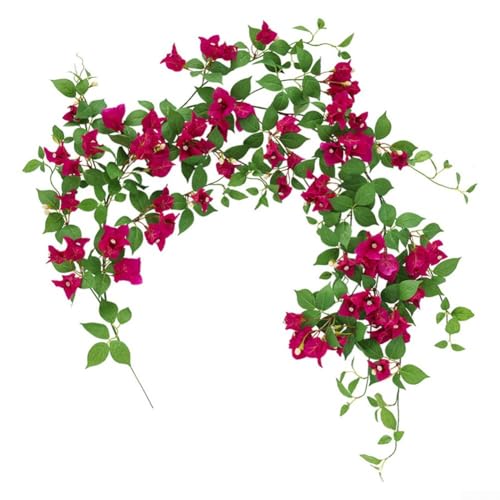 TONIXY Künstliche Ranke, 150 cm, Bougainvillea-Seidenblumen mit 71 Köpfen, realistische Rattan-Girlande für Hochzeit, Garten, Heimdekoration (lila rot) von TONIXY