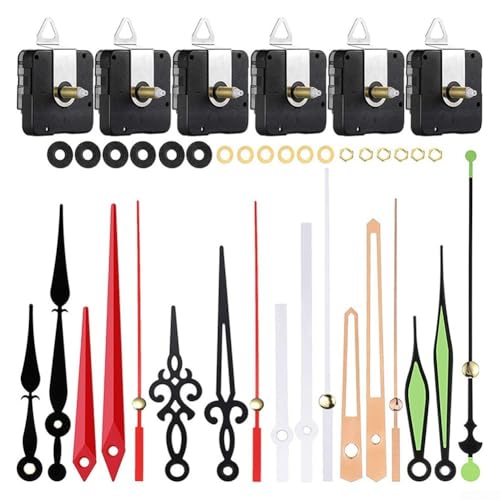 TONIXY Leises Quarz-Uhrwerk-Set mit 13 mm, 20 mm, 28 mm Schaft, 6 Sets aus Metall für DIY-Uhren-Reparatur (Schaft 20 mm) von TONIXY
