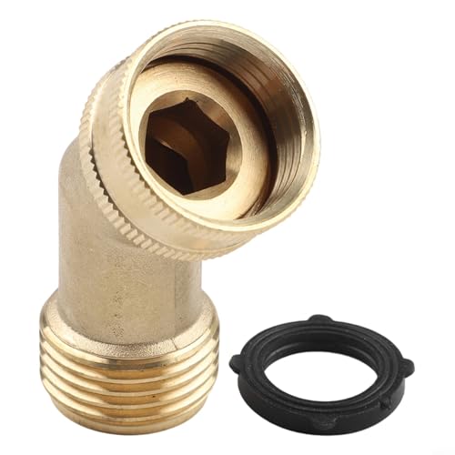 TONIXY Messing Gartenschlauch Winkelverbinder 45 Grad Schlauchverlängerung 3/4 Zoll Gewindeanschluss Wasserrohrverlängerung Fitting (1 Stück) von TONIXY