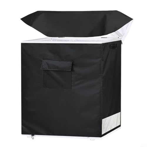 TONIXY Outdoor-Kühlschrankabdeckung, robuste 210D-Kühlschrankabdeckungen für den Außenbereich mit 3,5 Kubik-Truhe für Gefrierschrank schwarz (B) von TONIXY