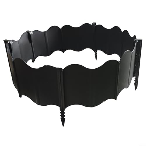 TONIXY Rasenkante Garteneinfassung Landschaftsbegrenzung Set für Blumenbeete Rasen Wege witterungsbeständig PP-Material werkzeuglose Installation (20 Schwarz + 10 Nägel) von TONIXY