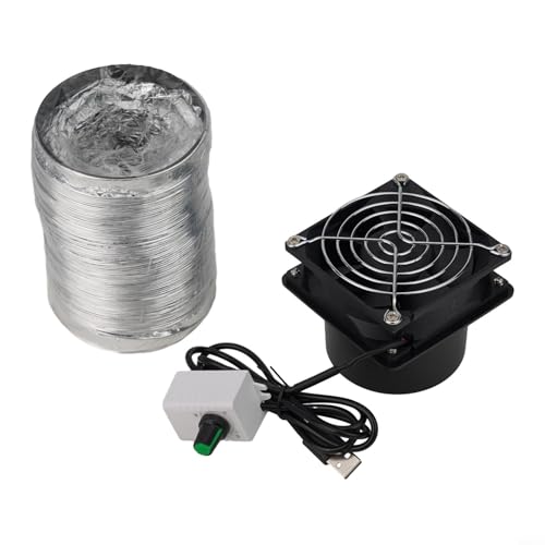 TONIXY Rauchabsorber Abluftventilator, USB, einstellbare Geschwindigkeit, Ventilator, Rohrk, Abluftventilator für DIY-Projekte und Werkstätten (Ventilator plus 3 m Rohr) von TONIXY