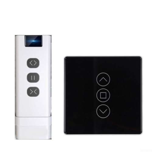 TONIXY Smart WiFi Vorhangschalter RF433 Fernbedienung Touch Control Sprachassistent kompatibel 2.5D Glas Design 600W Last (schwarz) von TONIXY