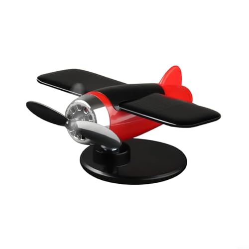 TONIXY Solarbetriebenes 360° drehbares Flugzeug-Ornament, Auto-Armaturenbrett-Innendekoration für Fahrzeug-Heimbüro (rot) von TONIXY
