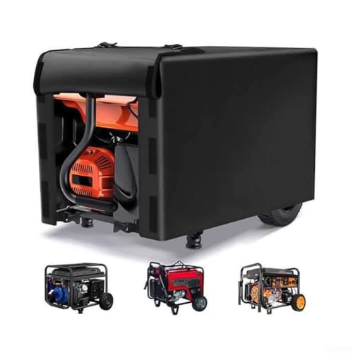 TONIXY Strapazierfähige 600D PVC Oxford wetterfeste Generatorabdeckung, passend für 5000–10000 W, ganzjähriger Schutz vor Schnee, Sonne, mit sicherer Schnalle, Schwarz (88,9 x 66 x 71,1 cm) von TONIXY