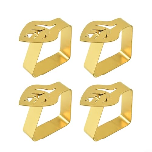 TONIXY Tischdeckenklammern aus Edelstahl, für sicheren Sitz im Freien, Gartenpartys und Esstische im Innenbereich, 4 Stück Tischdecken-Clips für den Außentisch (goldfarben) von TONIXY