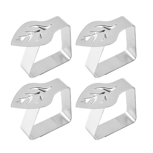 TONIXY Tischdeckenklammern aus Edelstahl, für sicheren Sitz im Freien, Gartenpartys und Esstische im Innenbereich, 4 Stück Tischdeckenclips für den Außenbereich (silberfarben) von TONIXY