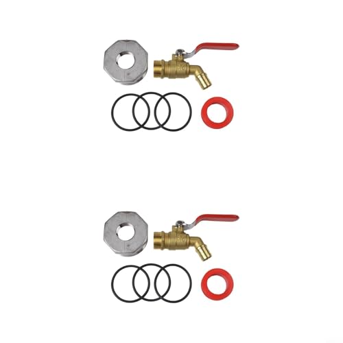 TONIXY Trommelhahn, 1,9 cm Messinghahn mit Dichtung und Klebeband für 55 Gallonen Trommel, kompatibel mit Kunststoff- und Stahltrommeln (2 Set) von TONIXY