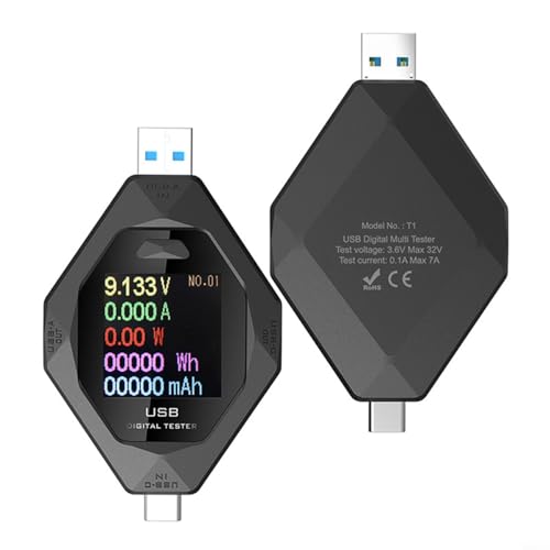 TONIXY USB Power Meter Tester mit LCD Display für Spannung Strom Kapazität Messung für PD/QC Protokolle mit Überspannungsschutz und Alarmanlage TONIXY USB Power Meter Tester mit LCD Display für Spannung Strom Kapazität Messung für PD/QC Protokolle mit Überspannungsschutz und Alarmanlage von TONIXY