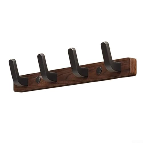 TONIXY Wandgarderobe aus Walnussholz, kein Bohren, Garderobe für den Eingangsbereich, 3 Stück, Wandhaken, platzsparender Organizer für Flur, Schwarz/Weiß (Schwarz – vier Haken) von TONIXY