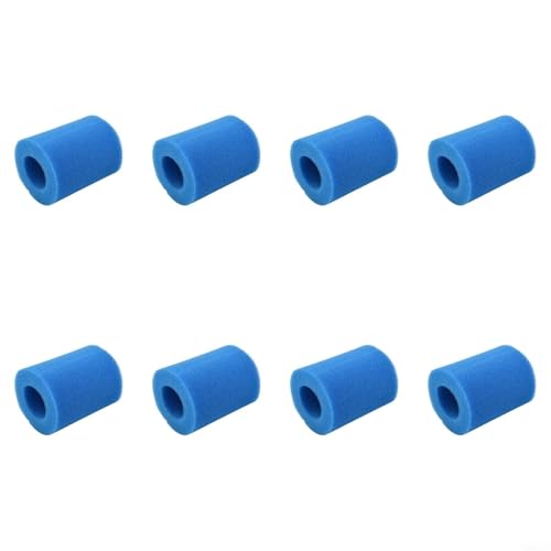 TONIXY Waschbare wiederverwendbare Schwimmbad-Filter-Schaumstoffkartusche, Ersatz, für Typ II 530–800 GPH Modelle 58094 blauer Schwamm (8 Stück) von TONIXY