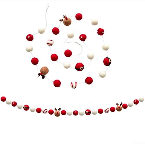 TONIXY Weihnachts-Filz-Sternkugel-Girlande, Wollfilz, Rentier, hängende Dekoration für Baum, Kaminsims oder Urlaubsdekoration, 180 cm (B) von TONIXY