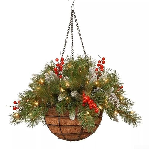 TONIXY Weihnachts-Hängekorb, Ornament, 45 x 40 x 20 cm, festliche Dekoration für Zuhause, Innen- und Außenbereich, grüner Weihnachtskranz-Stil für Baum, Wand, Tür, Tischarrangements (45 x 40 x 20 cm) von TONIXY