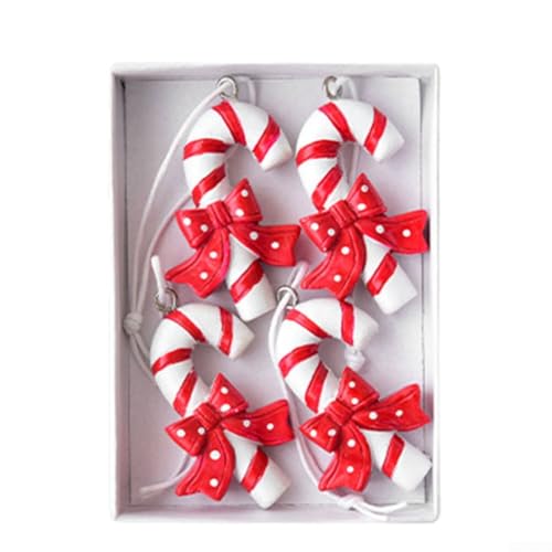 TONIXY Weihnachtsbaumschmuck-Set aus Kunstharz mit Keksmann, Lutscher und Baum-Anhängern für DIY Urlaub Party Dekoration und festliche Heimdekoration (Krücke) von TONIXY