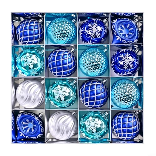 TONIXY Weihnachtskugel-Set, bruchsicher, 8 cm, Blau, 16 Stück von TONIXY