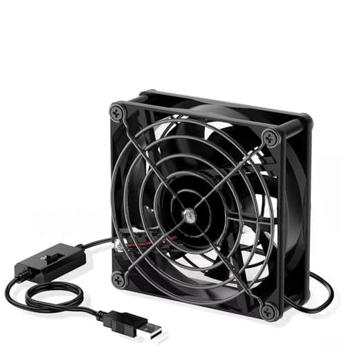 USB-Ventilator mit Digitalanzeige und 3 einstellbaren Geschwindigkeiten, perfekt für PC und Router (80mm) von TONIXY