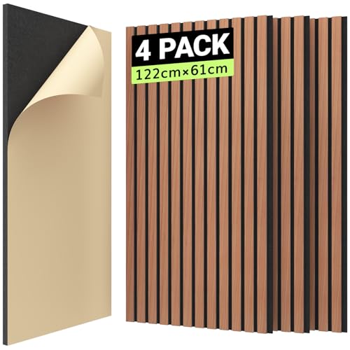 TONOR Akustikpaneele HOLZ Selbstklebend 2,976m²- 4 Stück je 122 x 61 x 2,1 cm, Schallschutzplatten Slat Wall Akustikplatten, Schallisolierung Sound Proof Panel für Büro Haus, Orange TONOR Akustikpaneele HOLZ Selbstklebend 2,976m²- 4 Stück je 122 x 61 x 2,1 cm, Schallschutzplatten Slat Wall Akustikplatten, Schallisolierung Sound Proof Panel für Büro Haus, Orange von TONOR