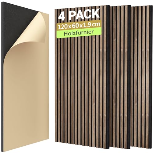 TONOR Holzfurnier Akustikpaneele selbstklebend,2,88m²-4 Stück 120x60x1,9cm 3D Wandpaneele Holzoptik, Akustik paneele für Akustische Behandlung und Wanddekoration, Wohnzimmer, Büro,Walnuss TONOR Holzfurnier Akustikpaneele selbstklebend,2,88m²-4 Stück 120x60x1,9cm 3D Wandpaneele Holzoptik, Akustik paneele für Akustische Behandlung und Wanddekoration, Wohnzimmer, Büro,Walnuss von TONOR