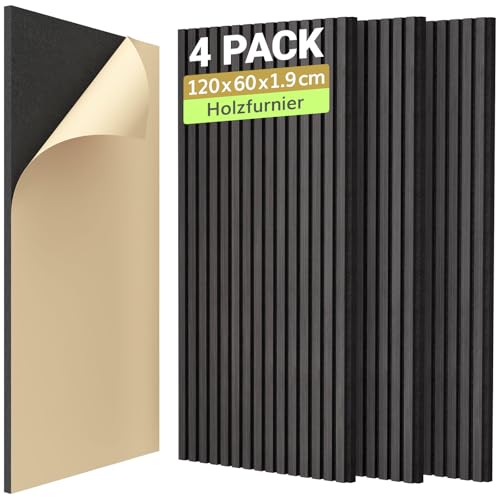 TONOR Holzfurnier Akustikpaneele selbstklebend,2,88m²-4 Stück 120x60x1,9cm 3D Wandpaneele Holzoptik, Akustik paneele für Akustische Behandlung und Wanddekoration, Wohnzimmer, Büro, Schwarz TONOR Holzfurnier Akustikpaneele selbstklebend,2,88m²-4 Stück 120x60x1,9cm 3D Wandpaneele Holzoptik, Akustik paneele für Akustische Behandlung und Wanddekoration, Wohnzimmer, Büro, Schwarz von TONOR