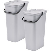 Tontarelli - Set mit 2 weissen Mülleimern mit 25-Liter-Griff – "moda" von TONTARELLI