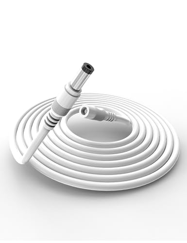 TONTON 2 m DC Verlängerungskabel, DC Kabel Verlängerung für Netzteil, Überwachungskamera, LED Streifen, Router, CCTV-IP Überwachung, DC Universal Verbinder für Netzteil 0~24V, Weiß 2M/6Ft (1er Pack) von TONTON