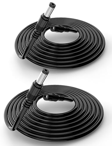 Tonton 2M/6FT DC Verlängerungskabel 2PACK, 5.5mm x 2.1mm Kabel Verlängerung für LED Stripe, Router, Überwachungskameras, Auto, Monitore, DVR NVR CCTV Set, DC Anschlusskabel, Schwarz 2M (2er Pack) von TONTON