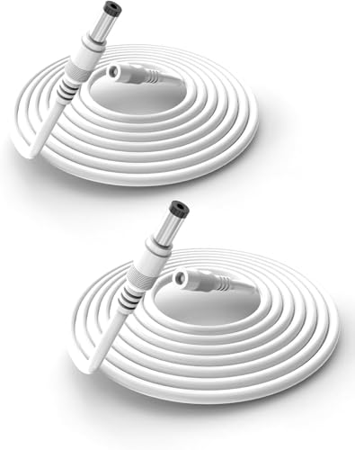 TONTON 2Meter DC Verlängerungskabel 2M DC Anschlusskabel 5.5 mm x 2.1 mm DC/Gleichstrom Verbinderkabel DC Männlich zu Weiblich, Verbinder für Netzteil/Überwachungskamera usw. Weiss 2M (2er Pack) von TONTON