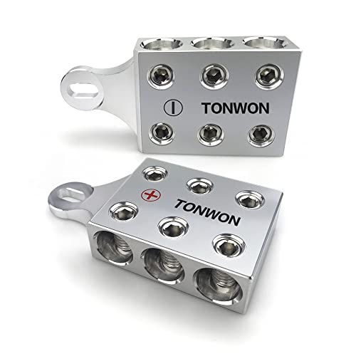 TONWON 6x2/0 AWG Gauge Post Batterieklemmen, für Lithium- oder AGM-Enden oder Gewindebolzen, M6 oder 1/4” - 20 (06HD-M6) von TONWON