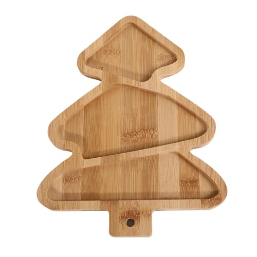 TONXX Servierplatten für festliche Feiertage, eleganter Weihnachtsbaum/Glocken, Holzschale zum Servieren von Leckereien bei Feiertagen von TONXX