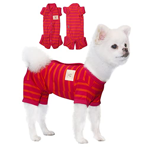 TONY HOBY Schlafanzug Kleidung T-Shirts, Gestreifte Haustier Onesie Weich Atmungsaktiv 4 Beine Jumpsuits Bodysuits Für Kleine Mittlere Große Hunde Und Katzen (Mädchen-Rot, M) TONY HOBY Schlafanzug Kleidung T-Shirts, Gestreifte Haustier Onesie Weich Atmungsaktiv 4 Beine Jumpsuits Bodysuits Für Kleine Mittlere Große Hunde Und Katzen (Mädchen-Rot, M) von TONY HOBY