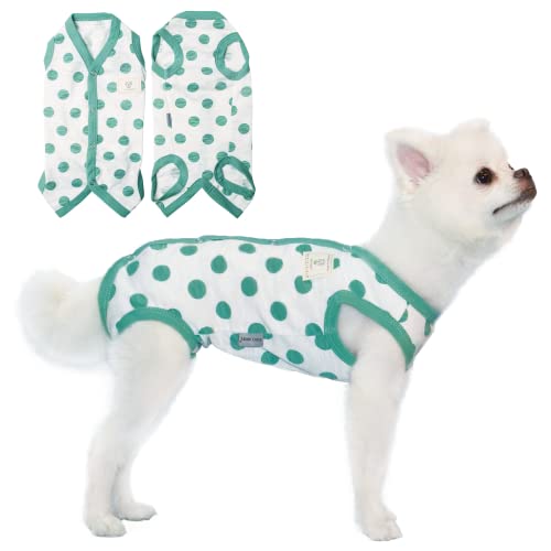 TONY HOBY Hundeschlafanzug, Sommer-Hundeoverall, weicher atmungsaktiver Hundeschlafanzug mit Tupfen (Dunkelgrün, S) von TONY HOBY