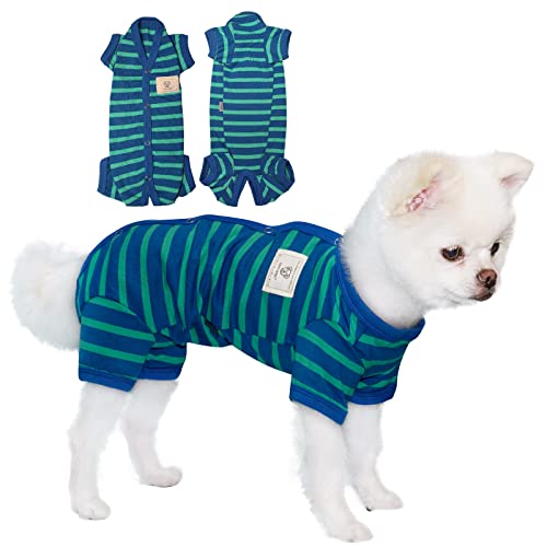 TONY HOBY Shirts für Hunde, Hundeschlafanzug mit Gestreiften und 4 Beinen Weich und Atmungsaktives Hund Tshirt Hunde Kleidung für Kleine Mittel Große Hunde (Mädchen-Blau, XL) von TONY HOBY