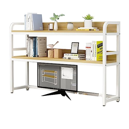 TONZN Bücherregal für den Schreibtisch – Bücherregal für den Schreibtisch, 2-stöckig, aus Schmiedeeisen und Metall, Schreibtisch-Organizer für Wohnheim und Arbeit (E 115 x 24 x 90 cm) von TONZN
