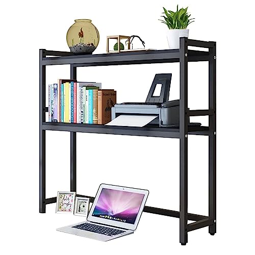 TONZN Desktop-Bücherregal Bücherregal für Computertisch – 2-stufiges Mehrzweck-Schreibtisch-Organizer-Aufbewahrungsregal, verstellbares Bücherregal auf der Arbeitsplatte, (B 65 x 25 x 90 cm) von TONZN