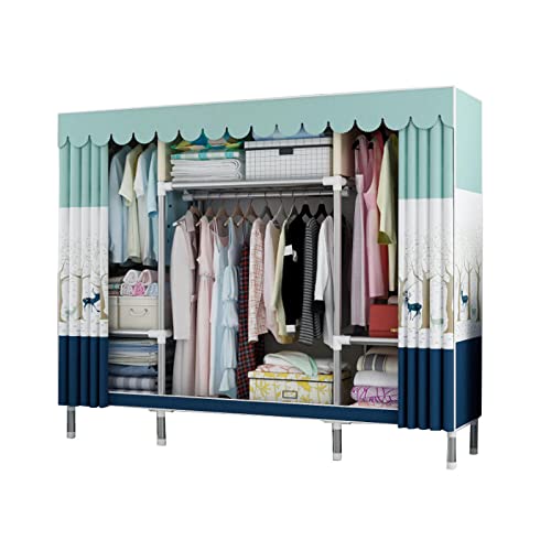 TONZN Kleiderschrank, tragbare Kleiderschrankregale aus Segeltuch, Stoffschrank mit Kleiderstange und Stoffbezug, Aufbewahrungsorganizer für den Kleiderschrank,A-165x45x175cm (A 165x45x175cm) von TONZN
