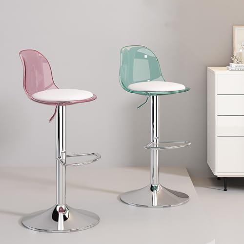 TONZN Moderne Barhocker aus Acryl, 2-teiliges Set, Verstellbarer Drehstuhl mit Sitz und Rückenlehne aus PU-Leder, stilvolle Barhocker für die Küche zu Hause, Gelb (Pink, Einheitsgröße) von TONZN