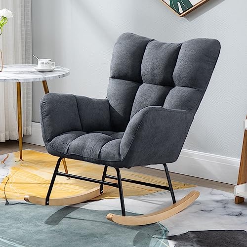 TONZN Schaukelstuhl Schaukelstuhl Schaukelstuhl Schaukelstuhl Gleiter, Perlglanz Niederländischer Samtstoff Sessel Mit Fußhocker Für Wohnzimmer Schlafzimmer Studio Freizeit von TONZN