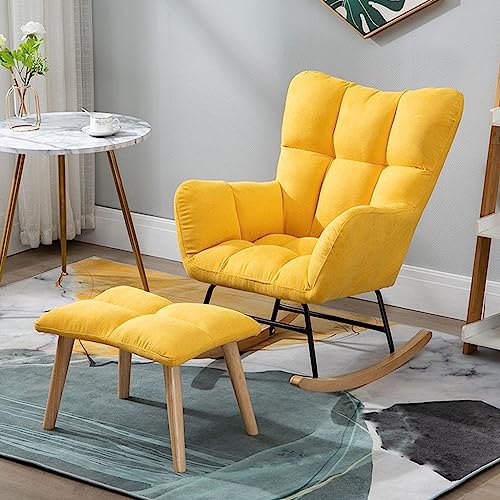 TONZN Schaukelstuhl Schaukelstuhl Schaukelstuhl Schaukelstuhl Gleiter, Perlglanz Niederländischer Samtstoff Sessel Mit Fußhocker Für Wohnzimmer Schlafzimmer Studio Freizeit von TONZN