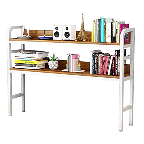 TONZN Schreibtisch-Bücherregal - Kleines Schreibtisch-Bücherregal, 2-stufiges Schreibtisch-Bücherregal aus Holz und Metall (Weiß B 95 x 26 x 95 cm) von TONZN