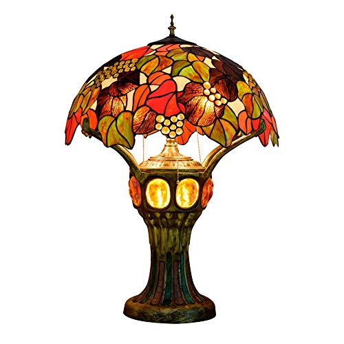 TONZN Tiffany-Buntglas-Tisch im Retro-Stil, L, Traubenmuster, hochwertige große Schreibtischlampe, Retro-Bar-Lobby, dekorative Tischlampen, Tiffany-Buntglas-Tischlampe TONZN Tiffany-Buntglas-Tisch im Retro-Stil, L, Traubenmuster, hochwertige große Schreibtischlampe, Retro-Bar-Lobby, dekorative Tischlampen, Tiffany-Buntglas-Tischlampe von TONZN
