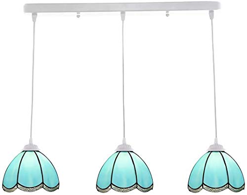 Tiffany Style Chandeliers, 3 Light, Vintage Stained Glass Ceiling Light Fixtures, Retro Pendant Hanging Lamp for Restaurant [Energy Class A ++]. (12) von TONZN